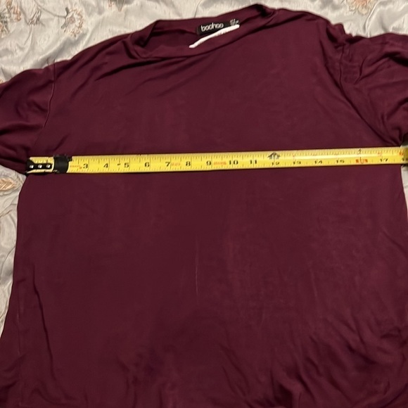 BOOHOO WOMENS MAROON TIE FRONT TEE SZ2 - Picture 9 of 12
